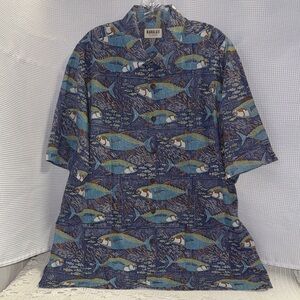 Kahala Aloha Hawaiian Shirt Avi Kirlaty Fish Print Collection Shirt Cotton SZ XL
